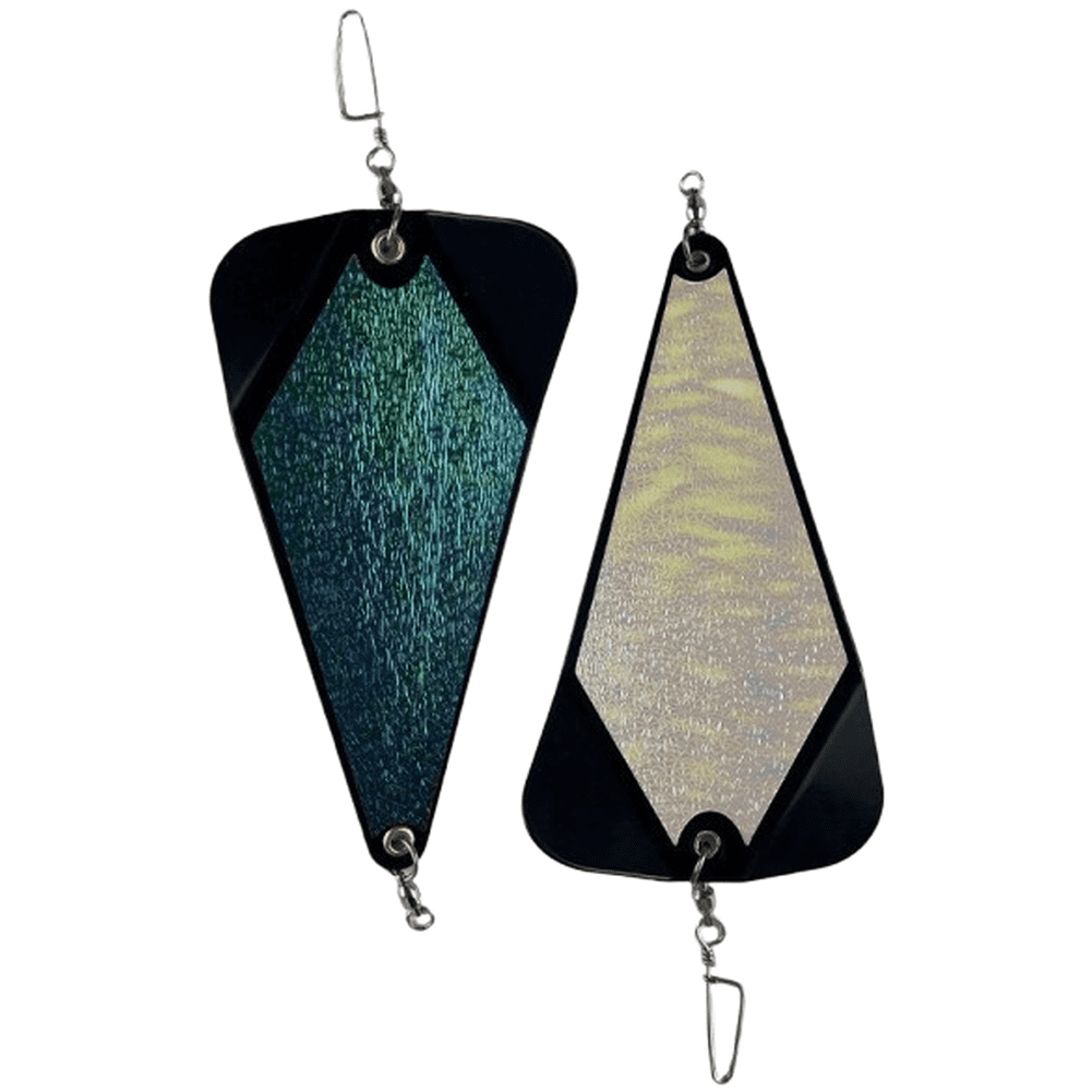 Mosiee 20cm Triangle Trolling Flasher Diving Board with Glow Stickers Sea Fishing Bait for Sea Fishing Lure Boat Accessory Black