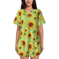 thumbnail image 1 of Balery Sunflower Leaves Conjunto de Pijama para Mujer con Estampado, Dos Piezas de Manga Corta y Shorts, Ropa de Dormir Suave con Cuello Redondo y Bolsillos-3X-Large, 1 of 6