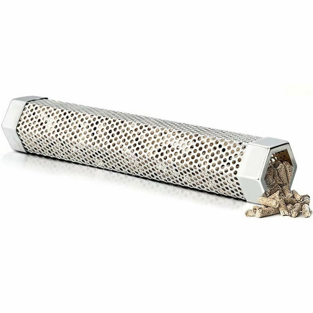 Pellet Smoker Tube, G.a HOMEFAVOR 12'' Stainless Steel BBQ Wood Pellet Tube Smoker for Cold/Hot Smoking, Portable Barbecue Smoke Generator Works with Electric Gas Charcoal Grill or Smokers, Hexagon