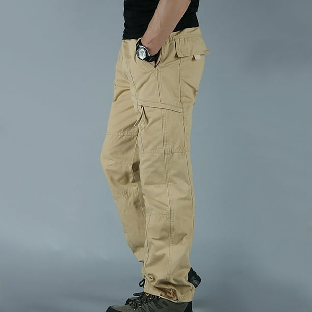 Pantalones largos, pantalones cargo para hombre, pantalones rectos ajustados con múltiples bolsillos, pantalones deportivos para exteriores, pantalones para hombre