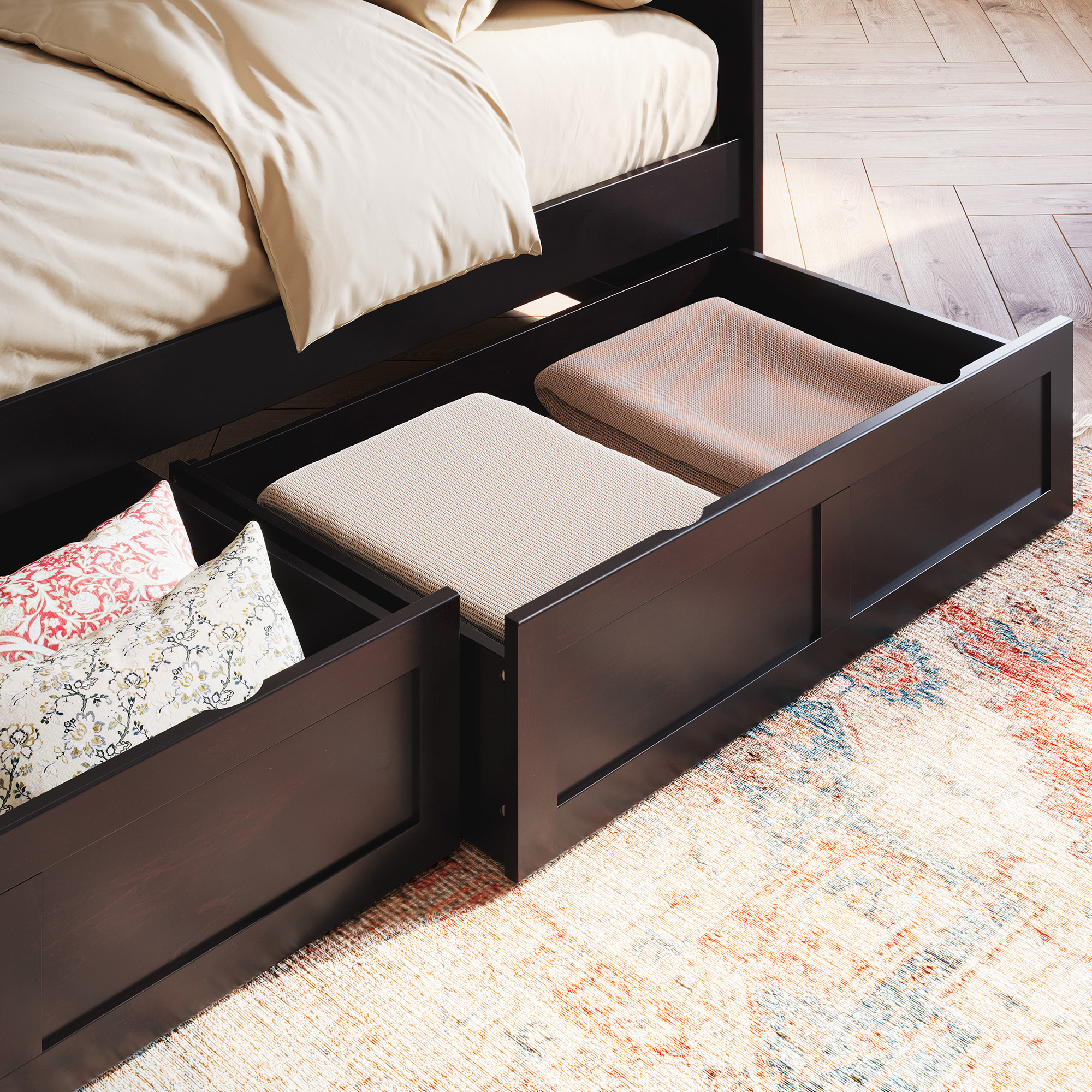 AFI Acadia Wood Twin Size Daybed Frame with 2 Storage Drawers Espresso