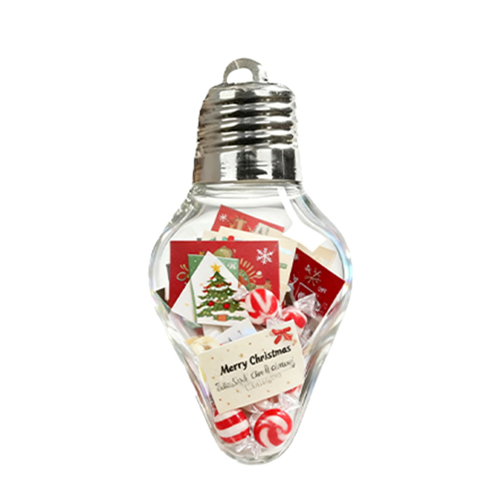Dserhfy Christmas Bulb Gift Jar, Light Bulbs Shape Ornaments with Screw Off Cap Empty Candy Cards Jar for DIY Crafts Christmas Decor