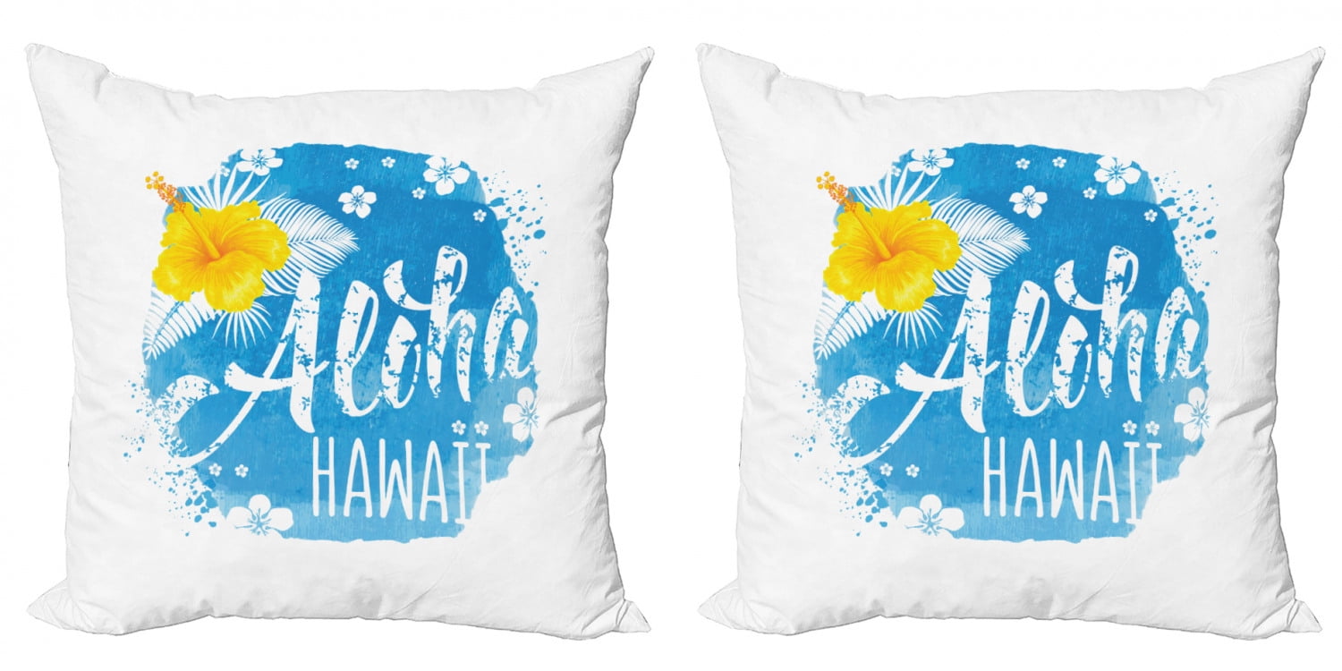Aloha Throw Pillow Cushion Cover Pack of 2, Handdrawn Lettering and