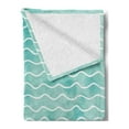 thumbnail image 2 of Nautical Soft Flannel Fleece Blanket, Soft Pastel Colored Ocean Sea Waves Pattern Summer Vibes Inspired Graphic, Cozy Plush for Indoor and Outdoor Use, 60" x 80", Turquoise and White, by Ambesonne, 2 of 5