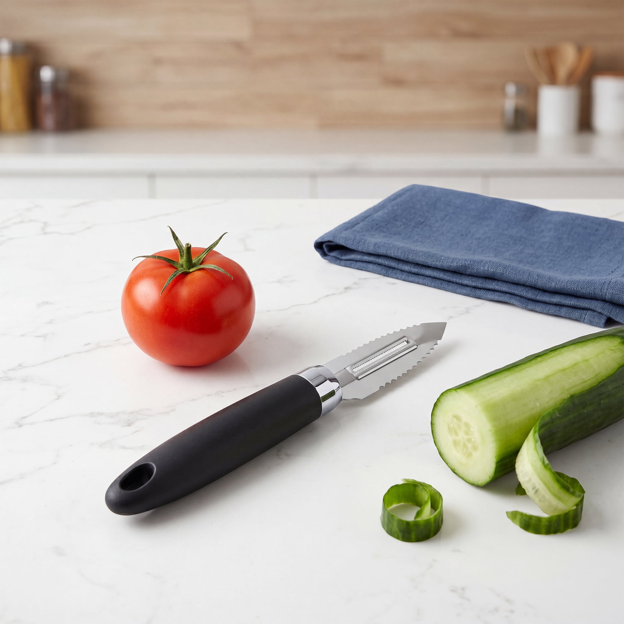 Unique Bargains Useful Stainless Steel Peeler with Ergonomic Handle Black 7.9x1.1 inch