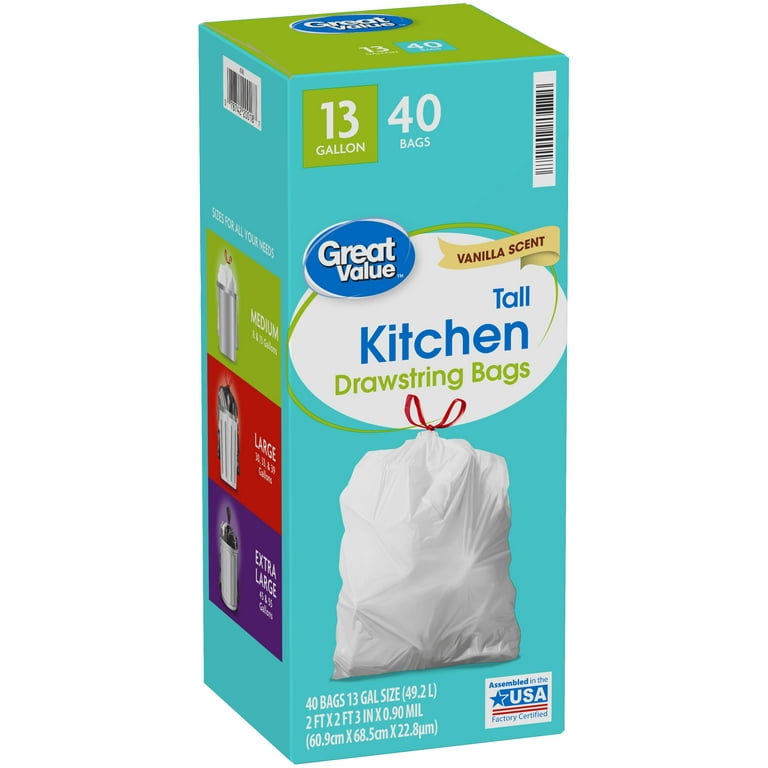 Basics Tall Kitchen Drawstring Trash Bags, Clean Fresh Scent, 13  Gallon, 200 Count (Previously Solimo) - Yahoo Shopping
