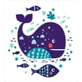 thumbnail image 3 of Whale Duvet Cover Set, Navy Sea Theme Cartoon Big Fish with Others in Ocean Swimming Image Art, Decorative 2 Piece Bedding Set with 1 Pillow Shams, Twin Size, Purple Turquoise White, by Ambesonne, 3 of 3