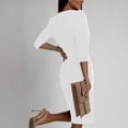 thumbnail image 4 of Styesk Robes pour Femmes Mode Femmes Couleur Unie Col en V Manches Trois-Quarts Fermeture Éclair Invisible Jupe Fendue, 4 of 7