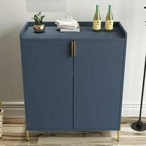 S-HOME Modern Home Wine Bar Cabinet with Adjustable Storage Shelf, Versatile Liquor and Coffee Cart for Dining Room and Living Space, Blue