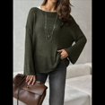 thumbnail image 4 of Suéter de Verano para Mujer, Cuello Redondo, Corta, Informal, de Punto, Tipo Pulóver Verde Oscuro S, 4 of 10