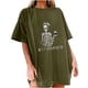 thumbnail image 4 of Moda Mujer Damas Cayó Hombro Mangas Impresión suelta Manga corta Top Pullover Tops Pompotops hfajkhk141676, 4 of 8