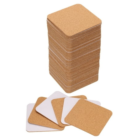 

80pcs Self Adhesive Cork Coasters 3.9 x 3.9 x 0.08 Cork Mats Cork Backing Sheets Square Rounded Corner