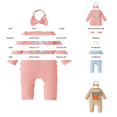 thumbnail image 3 of XIMIN Baby Girl Easter Outfit, Long Sleeve Knit Ribbed Jumpsuit with Bunny Design, Newborn Romper Bodysuit and Headband Set, 3 of 9