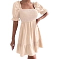 thumbnail image 2 of Fankiway Robe Unie Printemps et Été à Manches Courtes avec Ceinture, Col Carré, Grande Taille pour Femmes Rondes, Robes de Printemps pour Femmes 8902, 2 of 6
