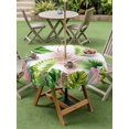 thumbnail image 4 of Outdoor Tablecloth with Umbrella Hole for Patio/Picnic/Party/Camping, Green Pink Monstera Leaves Waterproof Table Cloth Round Cover Washable, Summer Botanical Tropical (Dia 54"), 4 of 9