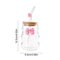 thumbnail image 3 of Glass Water Cup 450ml with Lid and Straw Butterfly Decor, Reusable Drinking Tumbler for Home Office Outdoor, 3 of 6