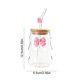 thumbnail image 3 of Vaso de agua de vidrio con tapa y pajita de vidrio – Vaso de 450 ml con decoración de mariposa para café, té y bebidas frías – Vaso reutilizable para el hogar, la oficina y uso al aire libre., 3 of 6
