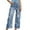 Blue, variant on Straight Leg Jeans for Women Floral Print High Waisted Stretchy Loose Fit Tummy Control Denim Pants with Pockets Lightweight Casual Trousers