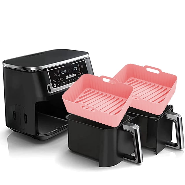 Doublures en Silicone pour Friteuse à Air Chaud, 2 Pcs Doublures Réutilisables en Silicone pour Friteuse à Air Carrées, Accessoires de Four pour Friteuses à Air Sûrs pour les Aliments, Remplacement du Papier Parchemin Inflammable, Casseroles de Plaque de Cuisson en Silicone