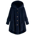 thumbnail image 2 of Womens 2025 Winter Coats Bed Jacket Plus Size Fuzzy Fleece Coat Cozy Button Jacket Polyester Double-Plush Breathable Brushed Inner Layer Roomy Hood Women's Outerwear Jackets & Coats, 2 of 4