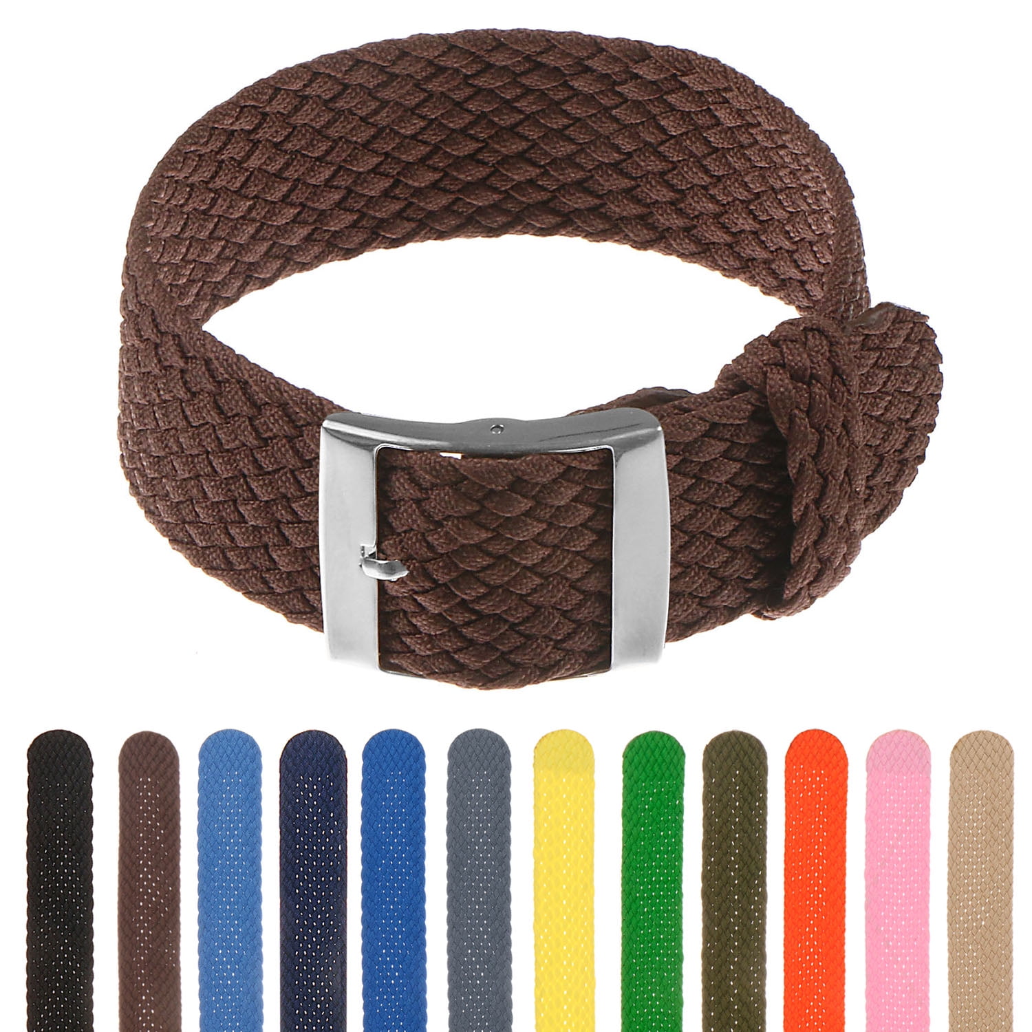 StrapsCo Perlon Braided Nylon Watch Band Strap 18mm 20mm 22mm 24mm