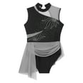 thumbnail image 5 of vastwit Shiny Figure Skating Bodysuit Kids Girls Ballet Gymnatics Leotard Skirted Lyrical Dancewear Black 10, 5 of 7