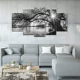thumbnail image 3 of 5 Pieces Wall Art Old Tree by Lake Picture Canvas Prints Sunrise Painting Black and White Landscape Canvas Art Modern Wall Decoration Framed and Ready to Hang, 3 of 6