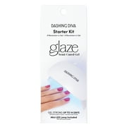 Dashing Diva GLAZE, Starter Kit, Semi-Cured Gel Nail Polish Strips, Powder Pink, Includes 32 Strips and LED Lamp