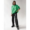 thumbnail image 3 of Women Long Sleeve Knit Sweater Jumper O Neck Tops Pullovers Casual Loose Sweater Green One Size, 3 of 5