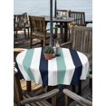 thumbnail image 6 of Outdoor Tablecloth with Umbrella Hole, Turquoise Navy Blue Striped Spillproof Waterproof Outdoor Table Cover, Farmhouse Stripe Art Patio Tablecloths for Party/Garden/Picnic, Round 54 inch, 6 of 9