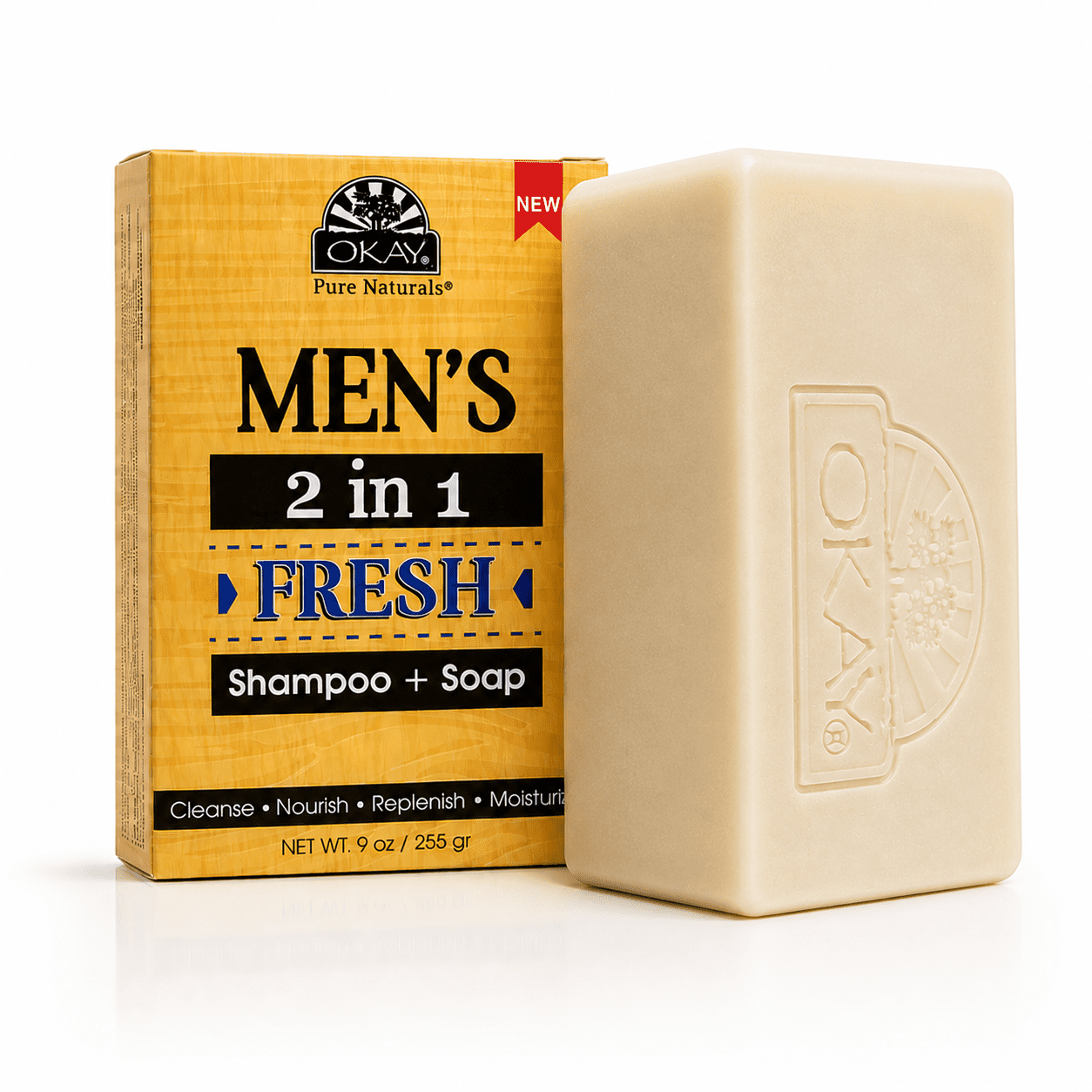 OKAY Men's 2-in-1 Shampoo & Body Soap Bar 9 oz – Coconut Oil