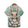 thumbnail image 2 of Idoravan Mens Shirts Short Sleeve T Shirts Summer Clothes for Men Clearance Men's Casual And Fashionable Easter Printed Short Sleeved Button Up Collared Shirt Top, 2 of 5