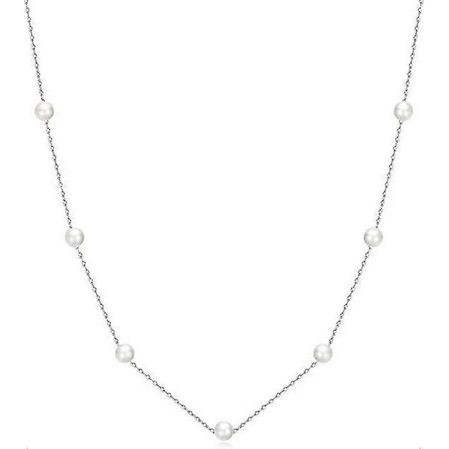 Silver Plated Pearl Chain Necklace for Women Necklace Dainty Love Heart Necklace Silver Chain Necklace Women Gift