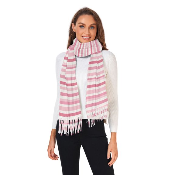 Women Winter Scarves Fashion Pashmina Shawl Wraps Long Blanket Scarf for Fall Spring Pink Striped