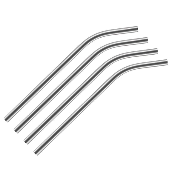 YSLX 4 Pack Bent Stainless Steel Drinking Straws, Reusable Curved Metal Straws for Coffee, Juice, Cocktail & Daily Beverages