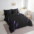 thumbnail image 3 of Castle Fairy Stripes Lines 7-Piece Bedding Comforter Set,Abstract Geometric King Bedding Sets,Neon Lights Ultra Soft Bed Sheets,Microfiber Teens Bedroom Decor,Reversible, 3 of 7