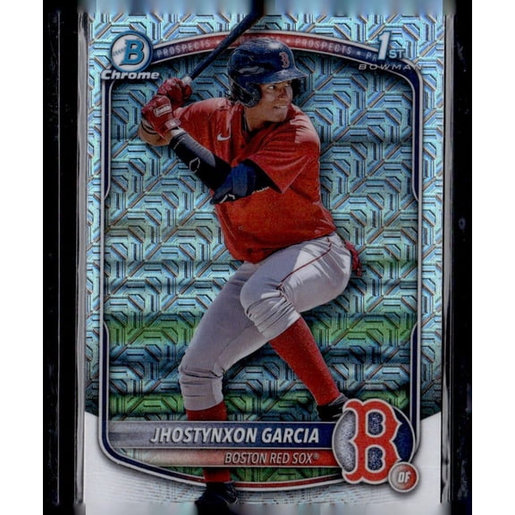 2025 Topps Bowman Chrome Jhostynxon Garcia BCP-43 Mega Box Mojo Refractor Boston Red Sox Trading Card Boston Red Sox MLB Baseball Trading Card