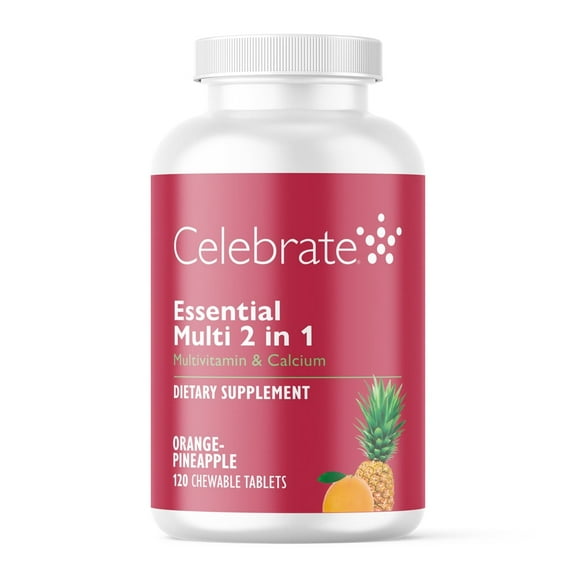 Celebrate Vitamins 2-in-1 Bariatric Multivitamin with Calcium Citrate Chewables, Orange Pineapple, 120 count