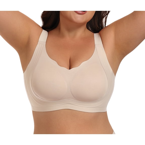 Qylux Womens Wireless Jelly Bra Plus Size Supportive Seamless Bras Full Coverage Push Up Comfortable No Underwire Tshirt Bras