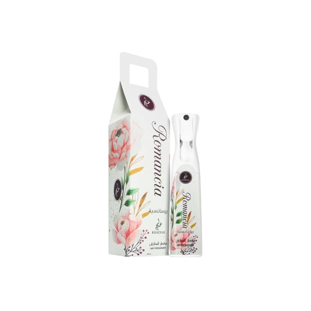 Khadlaj 250ml Frash Romancia Room Spray - Instant Woody Floral Air Freshener with Elegant Packaging and Long-Lasting Scent