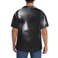 thumbnail image 5 of Cauagu Mystical Masked Figure Monochrome Men's Short Sleeve Button Down Hawaiian Shirt for Men Bowling Shirts Casual Summer Beach Shirt,X-Large, 5 of 6