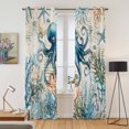 thumbnail image 2 of Kitchen Curtains 84 Inch Length 2 Panels, Coastal Octopus Grommets Window Treatment Curtain, Vintage Summer Beach Coral Ocean Thermal Curtains Drapes for Living Room/Bathroom, 2 of 9