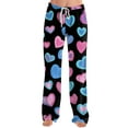 thumbnail image 4 of Hearthz Womens Valentines Pajama Pants Heart Print Heart Pajama Pants Spring Summer Drawstring Wide Leg Lounge Pants for Women, 4 of 7