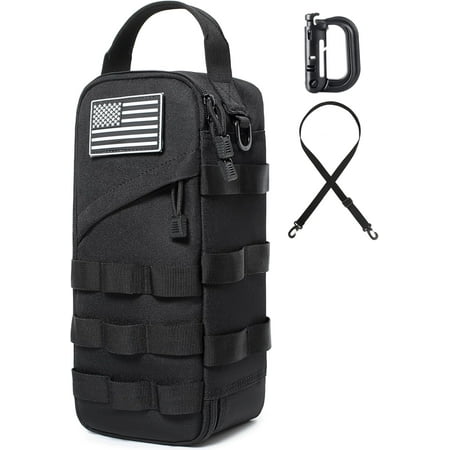 12-Inch Heavy Duty Small Tool Bag with D-Ring Clip Flag Patch&Shoulder Strap - Small Tactical Molle Zipper Tool Bag EDC Storage for Men Multipurpose Utility Work Organizer Bag