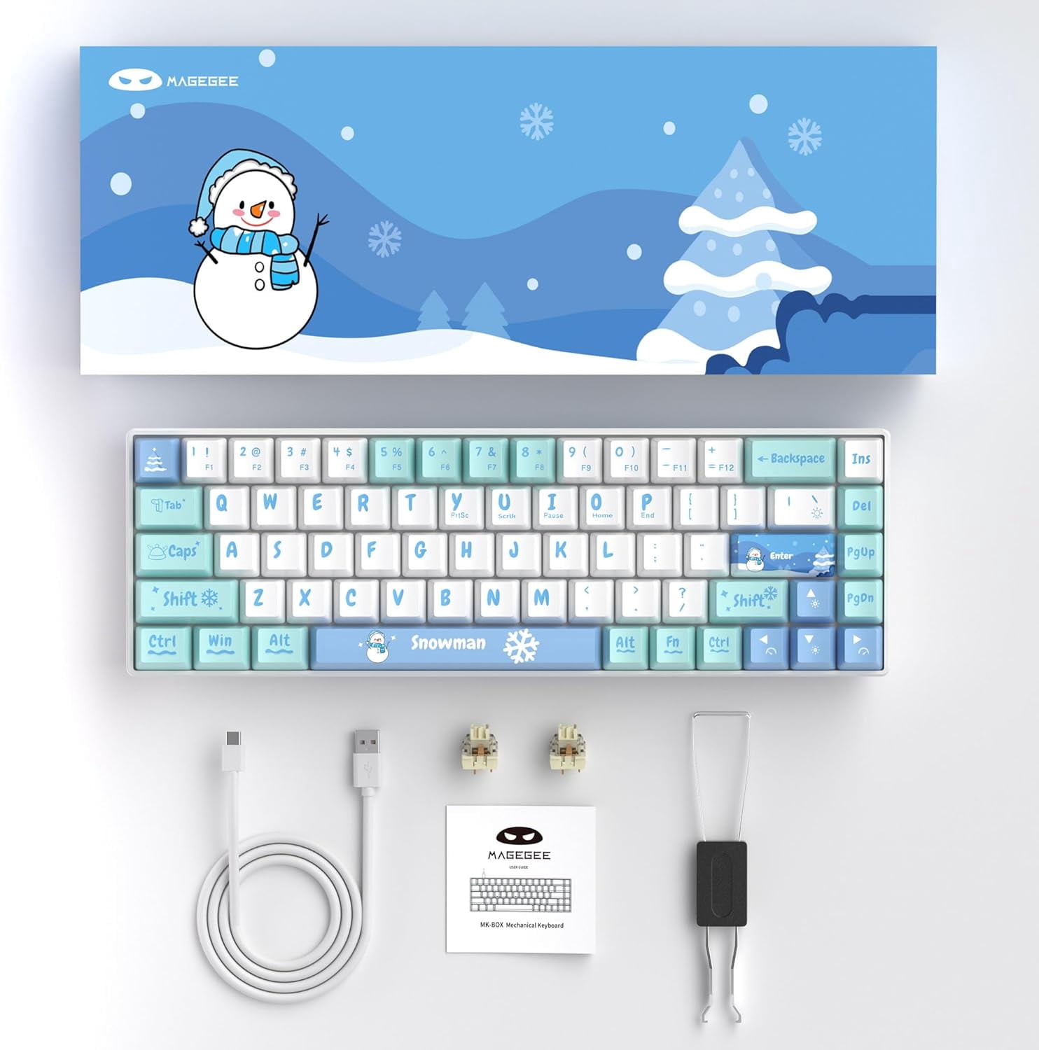 MageGee MK-Box 60% Gaming Keyboard German QWERTZ Layout, Hot-Swappable Compact Wired Mechanical RGB Keyboard with EVA Damping Foam