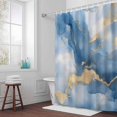 thumbnail image 5 of Blue Marble Fabric Shower Curtain Golden Ripple Abstract Art Washable Shower Curtains for Bathroom, Waterproof Bath Curtain with Hooks Home Decor 72x72in, 5 of 8