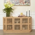 thumbnail image 2 of Plank+Beam Contour Solid Wood Sideboard with 3 Doors, 59" TV Stand for Living Room, Blonde, 2 of 16