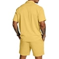 thumbnail image 4 of CIENVNSTG Mens 2 Piece Outfits Summer Track Suits Short Sleeve Button Down Shirt And Elastic Drawstring Pocket Shorts Beach Mens Outfits, 4 of 6