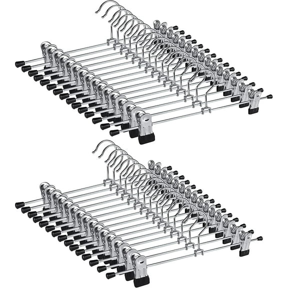 Northern Brothers Pants Hangers, 30Pcs Skirt Hangers with Clips Slack Hangers Pants Trouser Hangers Clothes Hangers for Pants