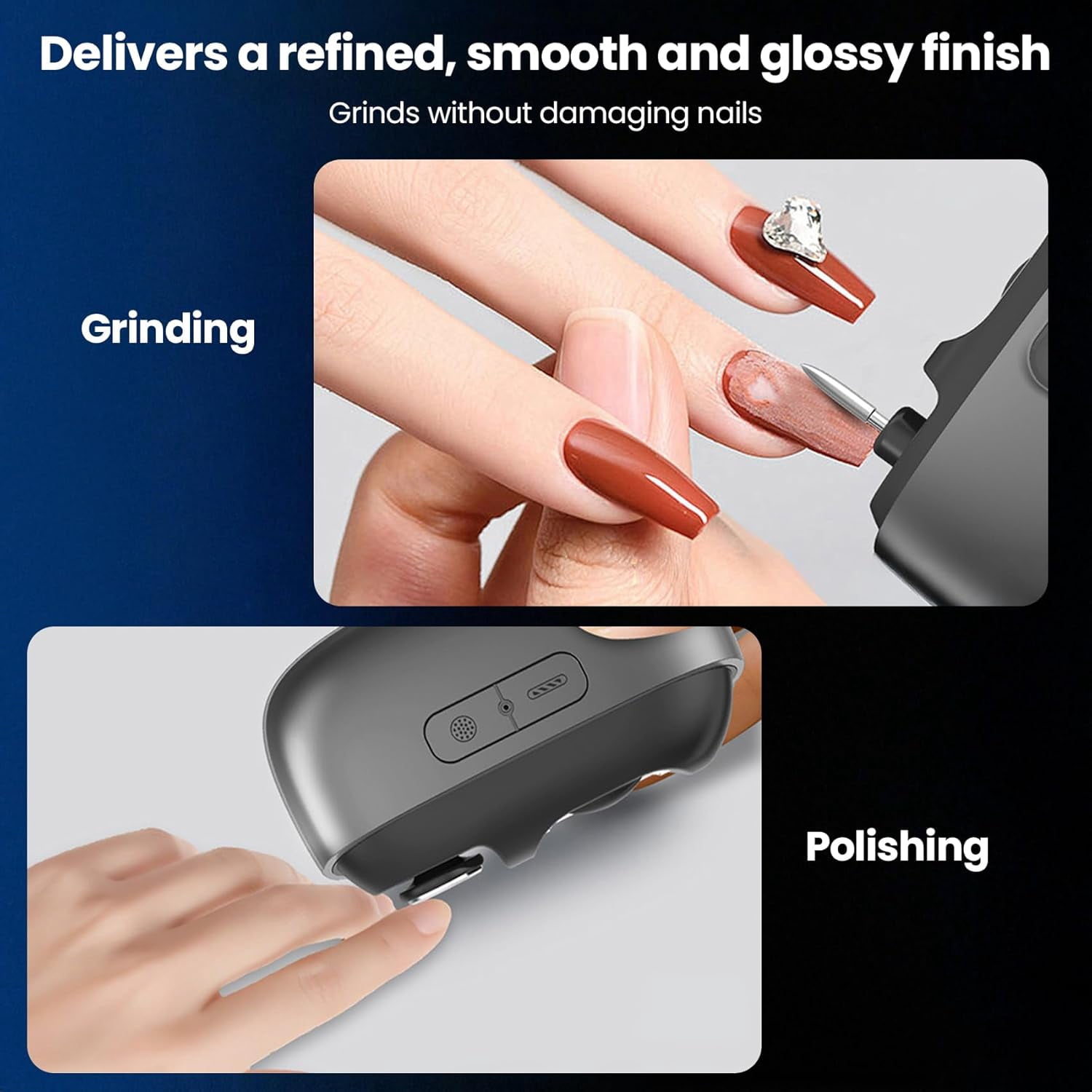 Aorsher 3-in-1 Electric Nail Clipper with LED Light, 2-Speed Automatic Nail Trimmer for Seniors & Adults, Safe & Portable, USB Rechargeable, Dark Grey